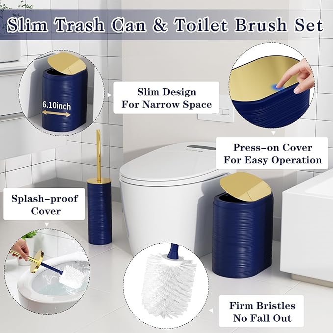 Bathroom Set - Bathroom Sets with Shower Curtain and Rugs, 25PC Bathroom Accessory Set, Blue Bathroom Accessories Set with Trash Can, Soap Dispensers