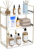 Bathroom Countertop Organizer, 3 Tier Acrylic Tray Vanity Counter Skincare Organizer Shelf, Kitchen Under Sink Standing Rack, Home Storage Holder for Lotion Makeup Cosmetics Perfume Spice, Gold | Vanity Counter, Kitchen Under Sink, Home Storage Holder,...
