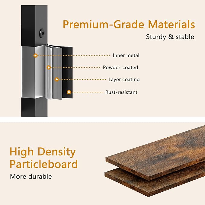 4-Tier Narrow Ladder Shelf with Drawer, Bathroom Table Stand for Small Space, Narrow Bathroom Standing Shelves with Storage for Living Room Bedroom Kitchen, Organizer Shelf, Rustic Brown