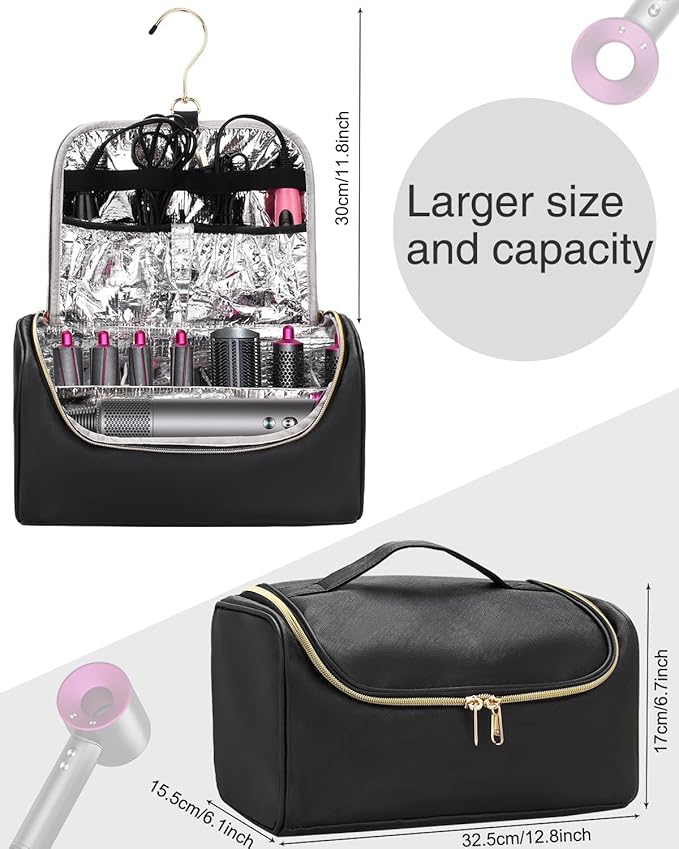 Hair Tools Travel Bag Large Capacity Wide-open Pouch, Hair Accessories Organizer for Flat Irons, Straighteners, Curling Iron,Travel Essentials for Women