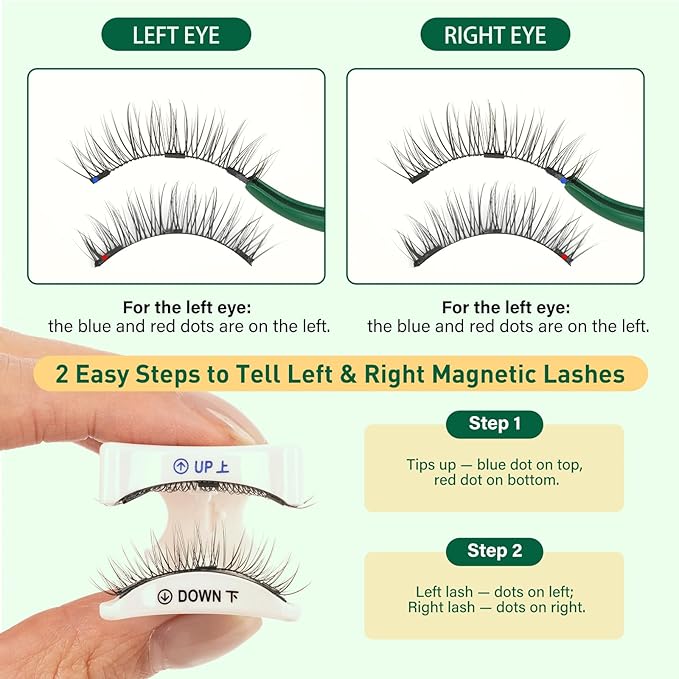KEYYOU Reusable Magnetic Eyelashes 2 Pair with Applicator No Glue Needed 3D Natural Magnetic Lashes, Easy to Apply & Long Lasting for Daily Use & Events(A06+A09)