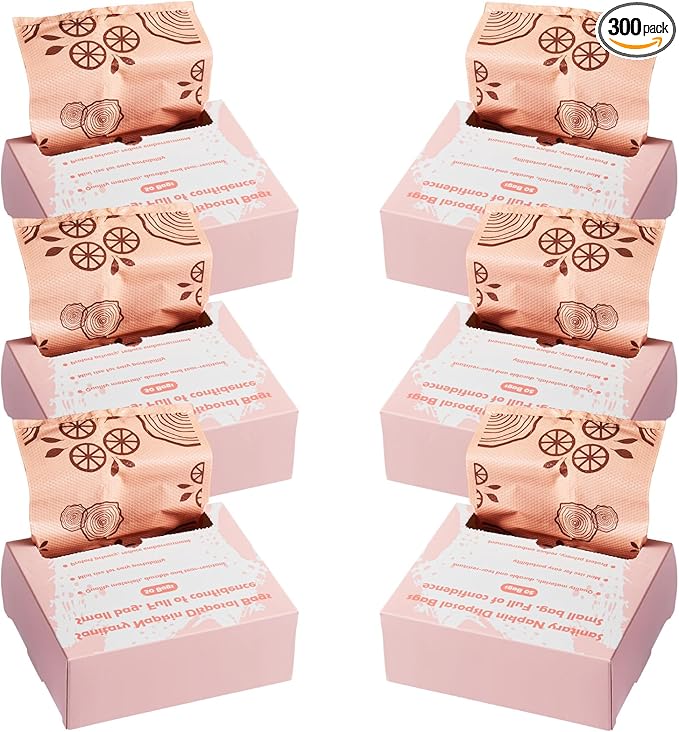 Maitys 300 Pcs Disposable Bags for Sanitary Pads Personal Care Disposal Bags Fragrance Small Discreet Diaper Sacks for Tampons, Pads, Liners, Condoms & More