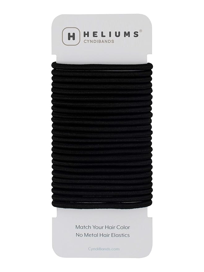 Cyndibands Elastic Hair Ties – Black - No Damage 4mm Ponytail Holders for Women & Kids, 24-Pack Hair Elastics in Neutral Colors
