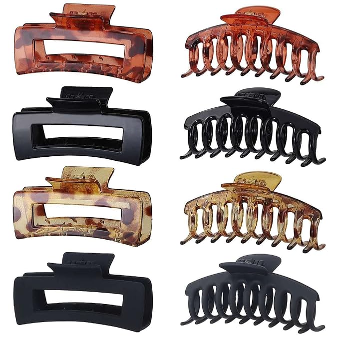 laxizar Claw Clip Hair Clip 8 Pack 4.3 Inch Rectangular Hair Clips for Women Girls Large Hair Jaw Clips Hair Clamps