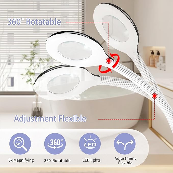 Professional Facial Steamer, 2 in 1 Facial Steamer with 5X Magnifying Lamp for Deep Cleansing and Hydration, Face Steamer on Wheels with Time Setting, Estheticians Steamer for Spa, Salon and Home Use