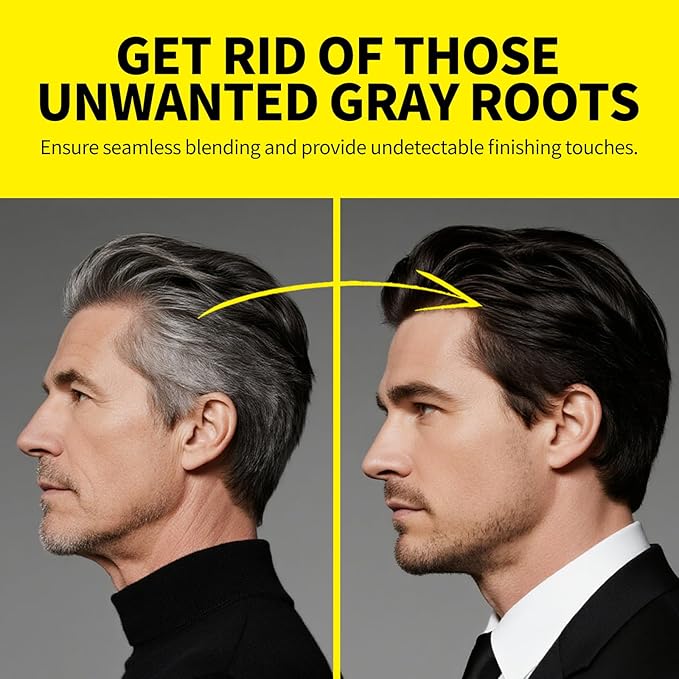 gowwim Root Touch up Powder, Instantly Gray Hair Cover up Hairline Powder for Women & Men Waterproof and Sweatproof Root Cover Up Long-Lasting for Thinning & Loss Hair (med brown-1, 15g)