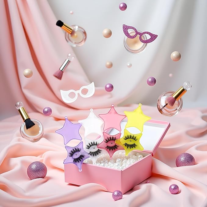 4Pcs Empty Plastic Lash Boxes Star Shape Eyelash Storage Box Travel Case 3D False Eyelashes Packaging Gift Boxes Holder Organizer for Women Girl Eyelash Storage and Packaging False Eyelashes, 4 Colors