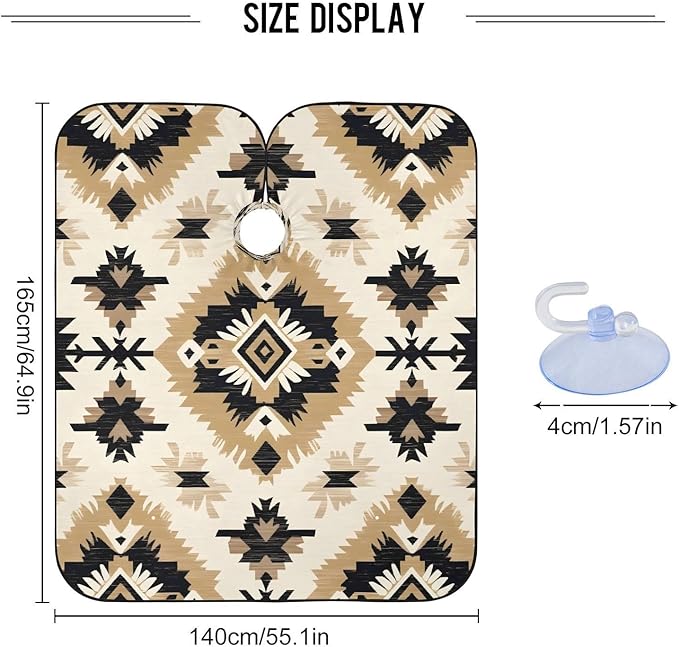 Native American Tapestry Patterans Barber Cape Waterproof Polyester Hair Cutting Salon Cape Adjustable Neckline Hair Hair Cutting Beard Hairdressing Cape Accessories 55×64 Inch