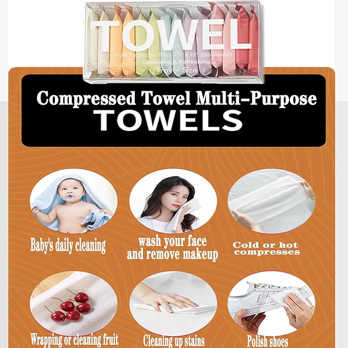 Compressed Portable Face Towel Tablet - 28 Pack Reusable Washcloth, Wet and Dry Disposable Wipes for Baby, Dog, Camping, Travel, Hiking, Home, Beauty (Bluk)