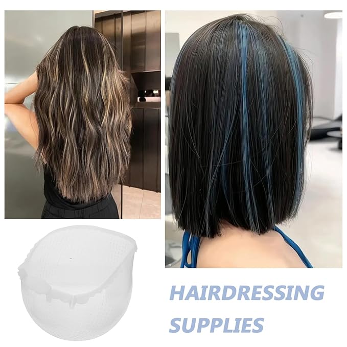 Reusable Silicone Highlight Cap with Hook Hair Dye Cap with Holes for Even Hair Coloring at Home and Salon Use