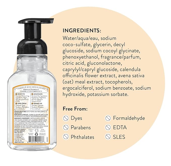 J.R. Watkins Foaming Hand Soap Pump with Dispenser, Moisturizing Hand Soap Foam, Alcohol-Free and Cruelty-Free, Use for Kitchen or Bathroom, Orange, 9 fl oz, 3 Pack
