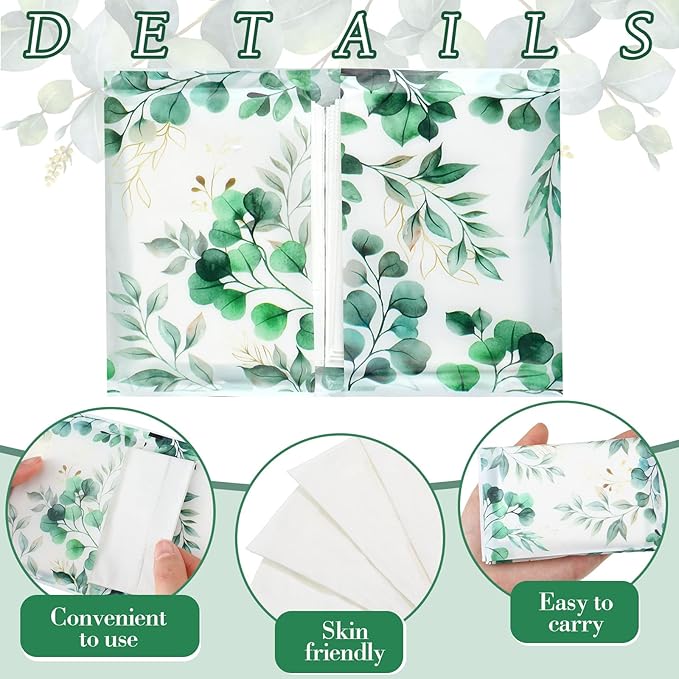 Geyee 50 Packs Tissue Travel Size Facial Paper Napkins Travel Packs Disposable Pocket Tissues for Wedding Guest Traveling School Purse Home Supplies, 500 Sheets 3 Ply(Eucalyptus Leaf)