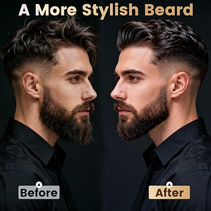 Beard Brush for Men, Natural Boar Bristle Sapele Wood Brush for Beard and Hair, Men's Grooming Kit with Pocket Beard Comb for Facial Hair Styling, Growth, Shine