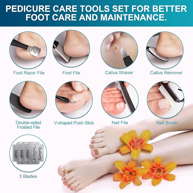 Electric Callus Remover for Feet Rechargeable Portable Electronic Foot File Pedicure Tools 16 in 1 Foot Callus Remover Kit Foot Scrubber to Remove Dead Skin (Pink)