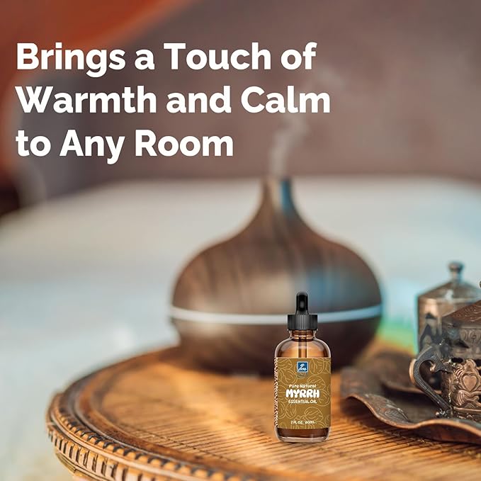 Myrrh Essential Oil 2 Oz, 100% Pure Natural Myrrh Oil for Diffuser, Skin, Hair, Body & Face, Massage, DIY & Home Use