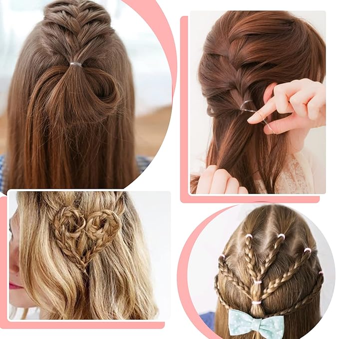 Clear Elastics Hair Bands 1500pcs Mini Rubber Hairband Soften 18mm Ponytail Holders Hairiness Ties No Damaged Accessories for Women Braids