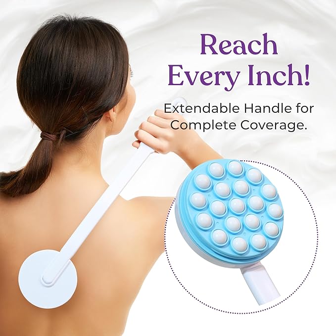 Lotion Applicator for Back - Back Lotion Applicator for Women and Men - 19 Massaging Rollers for Soothing Relief - Long Handle, Easy Application - Ideal for Elderly, Perfect for Cream & Lotion