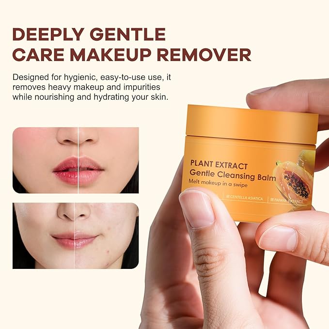 2-in-1 Cleansing Balm Makeup Remover with Papaya Extract & Rice Germ Oil, Gentle Exfoliator, Face Cleanser for Women & Makeup Remover Balm for All Skin Types 1.41 FI.0Z