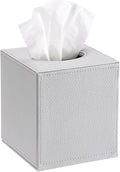 Sumnacon Tissue Box Cover Square Tissue Box Stylish PU Tissue Box Holder with Magnetic Bottom, Leather Cube Tissue Cover for Living Room Bathroom Bedroom Table Desk Home Office Car, Light Grey