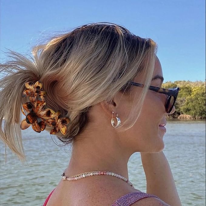 Flower Hair Clips for Women 4PCS Leopard Flower Claw Clips Non-slip Cute Claws for Thick Thin Hair Strong Hold Stylish Accessories for Women Girls