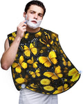 Yellow Flowers Butterflies Print Beard Bib Shaving Apron, Beard Hair Trimming Cape Gift For Dad