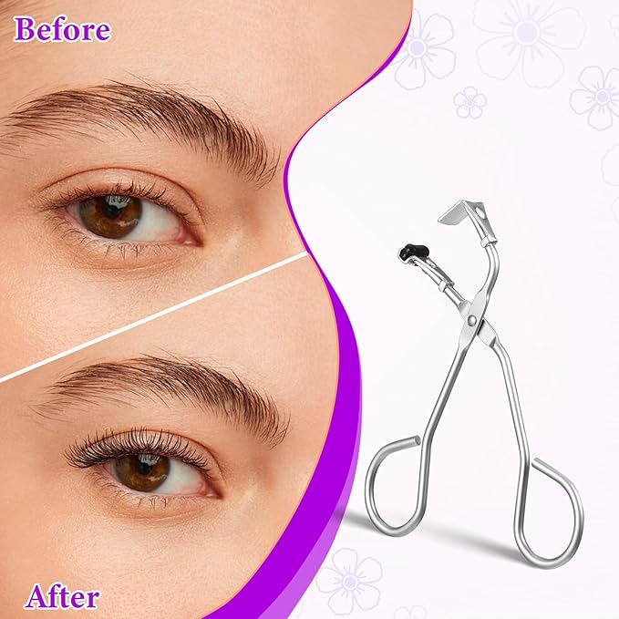 2pcs Mini Eyelash Curler Metal, Silicone pad Eyelash Curler Non-Closed Edge Lashes Curler Mini-Handled Eyelash Tools No Pinching or Pulling Lash Curler Segmented Curler Makeup Tool Fits Most Shapes