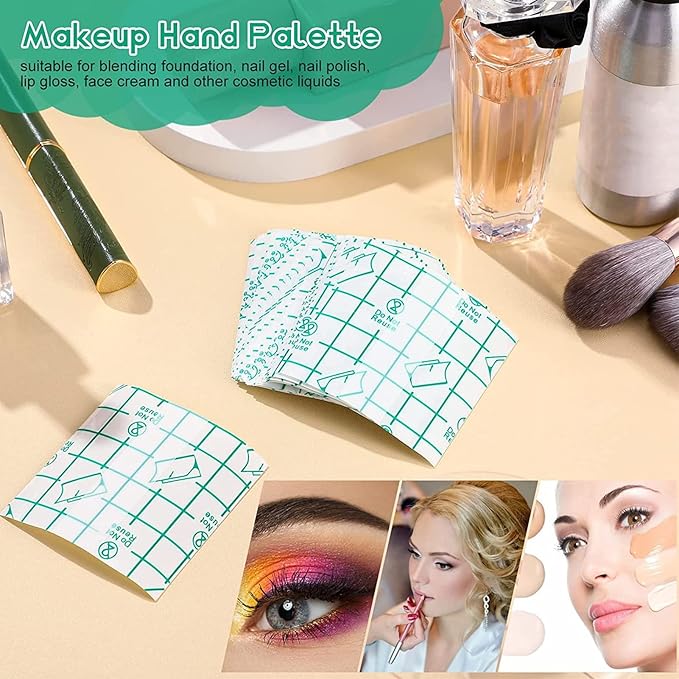 Marhynchus 100pcs Makeup Hand Palette Waterproof PU Film Self Adhesive Disposable Makeup Mixing Palette