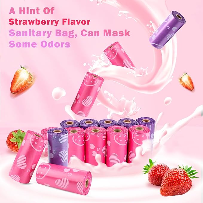 150Pcs Sanitary Napkin Disposal Bags, Luxiv Pink Disposable Sanitary Bag Personal Care Disposal for Tampons Trash Bag, Disposable Mini Bags for Women Privacy Handling Bag Diaper Sack (Pink+Purple)