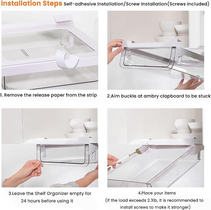 vacane Kitchen Organizer,Under Shelf Pull Out Drawer With Divider,Pantry Drawer Under Cabinet Shelf Coffee Hanging Storage