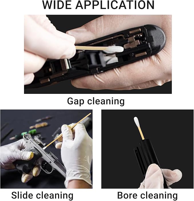 500/1000 Count 6'' Long Round/Pointed Cotton Swabs Durable Stem, Lint- Free Gun Cleaning Swabs Pure Cotton Tips for Gun Maintenance, Makeup, Pet Care, Equipment (Detailed Work)