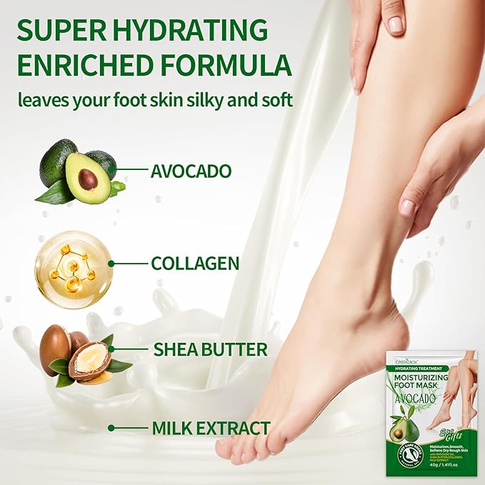 5 Pack Moisturizing Foot Mask,Hydrating Foot Masks for Dry Cracked Feet,Moisturizing Socks Dry Skin Moisturizer for Soft and Smooth Touch Feet,Foot Care Spa Gifts for Women Men Easter Basket Stuffers