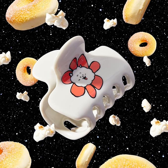 Kitsch BT21 Recycled Plastic Puffy Medium Hair Clips for Women, Medium Claw Clip for Thin & Thick Hair | Ideal Gifts for Women - RJ, 1pc