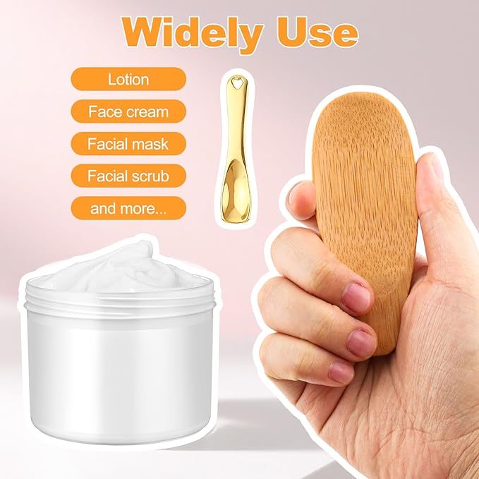Multi-functional Applicators Set of 4 Pcs Natural Wooden Deodorant Cream Applicators and 1 Mini Cosmetic Spoon, Cream Spatulas Kit for Natural Deodorant, Cream, Facial Mud, Cosmetic Mask, Facial Clay