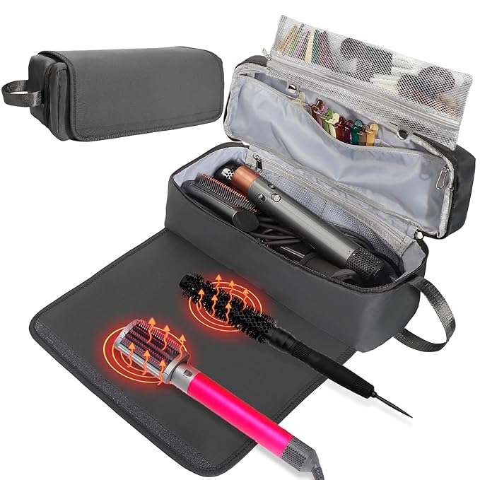 Hair Tools Travel Bag with Heat Resistant Mat Hair Styling Accessories Storage Case for Hair Dryer Flat Iron Straightener Curling Iron Haircare Accessories Travel Essentials for Women