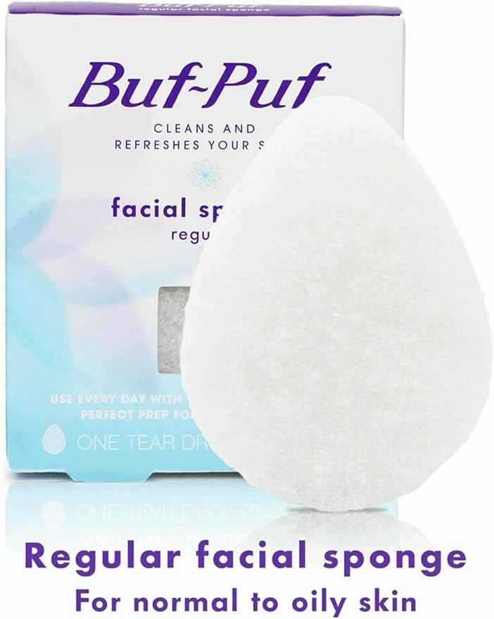 Buf-Puf Facial Sponge, Dermatologist Developed, Removes Deep Down Dirt & Makeup That Causes Breakouts and Blackheads, Reusable, Exfoliating, White, 10 Count