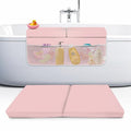 Memory Foam Bath Kneeler and Elbow Rest Pad Set, 2-Inch Thick, Water-Resistant Mat – Baby Bath Time Essentials Cushion and Bath Kneeling Pad for Bathing Baby with Bathtub Toy Organizer (Pink)