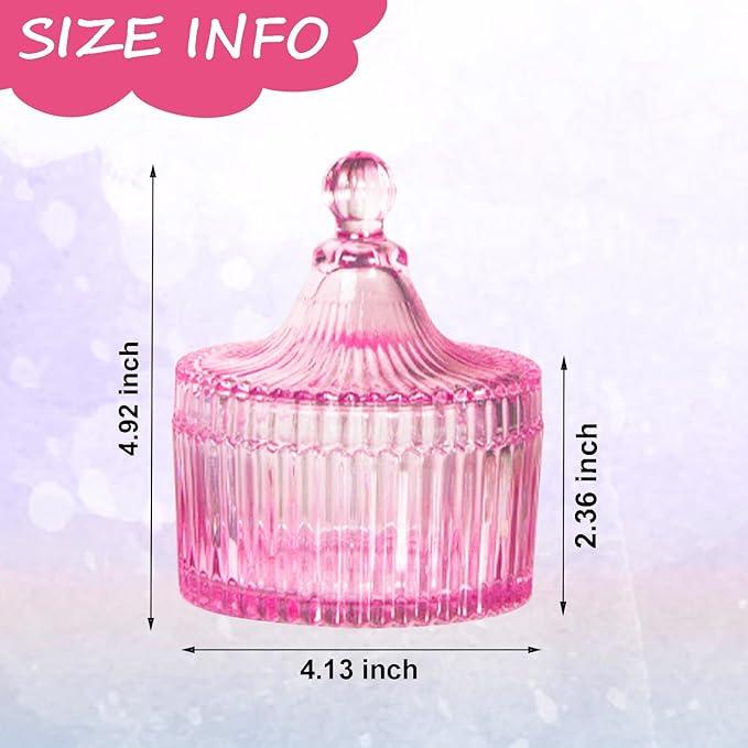Body Powder Puff and Container, Glass Box for Dust Puff, Powder applicator with Case for Dusting Powder (Light Pink)