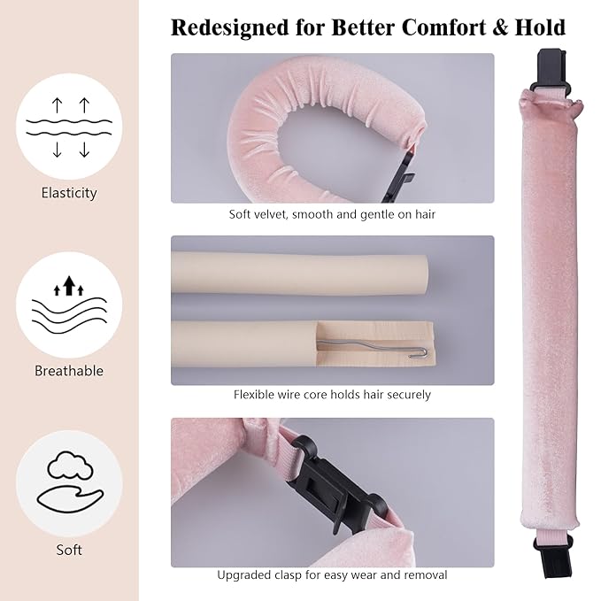 Heatless Curls Overnight Rods Set – 8PCS Flexible Heatless Curling Rods for Long & Short Hair, Soft No Heat Hair Curler Blowout Styling Tools for Loose Waves or Tight Curls