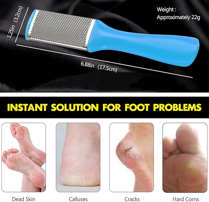 4 Pcs Pedicure Foot Files Callus Remover with Double Sided Feet Rasp for Dead Skin - Professional Foot Care Tools to Removes Hard Skin Corns for Dry and Wet Feet