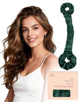 BONNET QUEEN Satin Heatless Hair Curler, Overnight Curls for Long Hair, ultra soft Heatless Curling Rod & 2 Scrunchies,Damage-Free Styling, Soft Hair Curlers for Overnight Use(Dark Green)