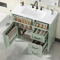Harper & Bright Designs 36" Bathroom Vanity with Sink, Free Standing Vanity Set with 4 Drawers, Storage Racks, and Adjustable Shelf, Wood Bathroom Cabinet with Ceramic Basin for Bathroom, Green