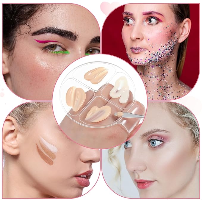 2 Pcs Handheld Acrylic Makeup Palette Clear Foundation Mixing Palette Nail Art Manicure Tray Eyeshadow Hand Cosmetic Makeup Hand Palettes for Beauty Salon Color Cream Mixing Foundation Blending