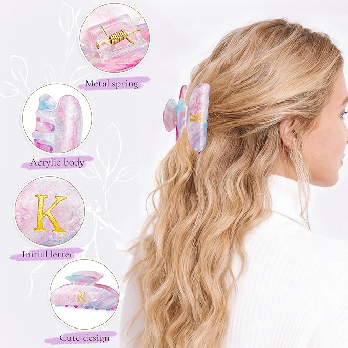 Teen Girl Gifts Trendy Stuff | Letter Cute Hair Clips for Girls,16 17 18 Year Old Girl Birthday Gifts,Hair Claw Accessories for Girls - Lavender,Z