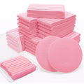 360+1 Count Compressed Facial Sponges, Luxiv Round Face Sponge Professional Compressed Makeup Removal Sponges for Estheticians Wash Face Sponge Compress Exfoliating Spa Pads with Portable Case (Pink)