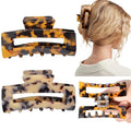 Big Claw Hair Clips 3.3 Inch Tortoise Banana Hair Clips for Women Girls Thin Hair French Design Celluloid Leopard Print Strong Hold Hair Clips for Thick Hair