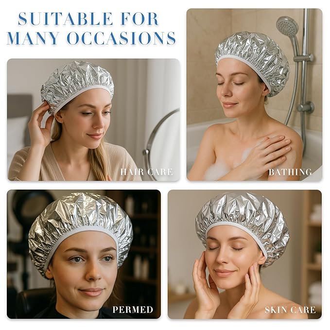 Reusable Aluminum Foil Heat Cap – Deep Conditioning Processing Cap with Elastic Band, Hair Treatment & Coloring Cap for Salon, Sauna & Home