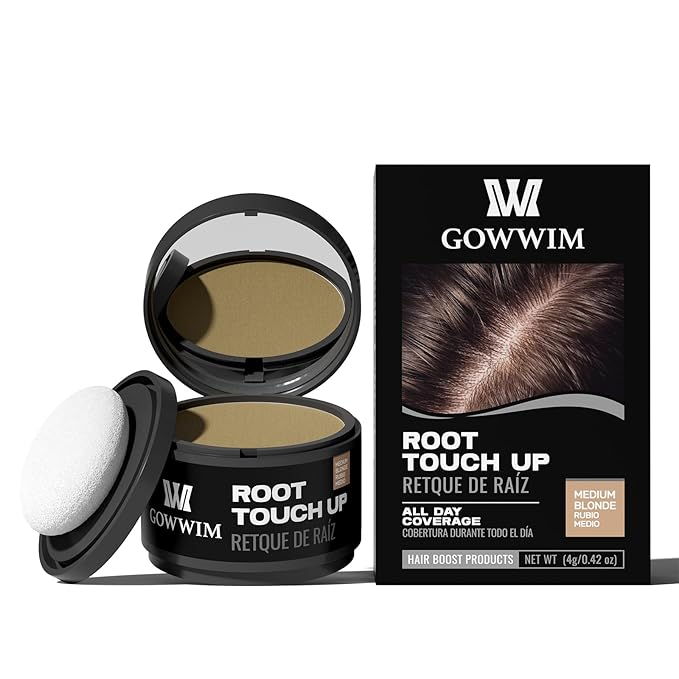 Gowwim Root Touch up Powder, Instantly Gray Hair Cover up Hairline Powder for Women & Men Waterproof and Sweatproof Root Cover Up Long-Lasting for Thinning & Loss Hair (Medium Blonde1, 4g)