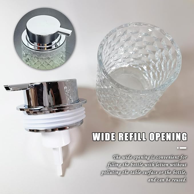 Glass Hand Foaming Soap Dispensers with Silver Pump Refillable Hand Soap Dispenser for Bathroom Kitchen (1Pack-D887)