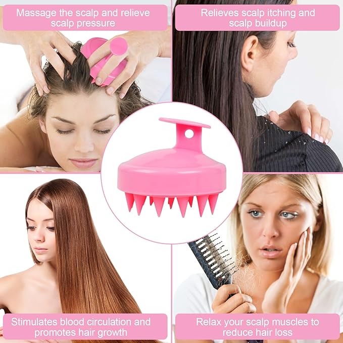 Oligei Scalp Massager 3 Pack, Shampoo Brush, Hair Scrubber for Exfoliation, Soft Silicone Brush for Hair Growth and Dandruff Removal