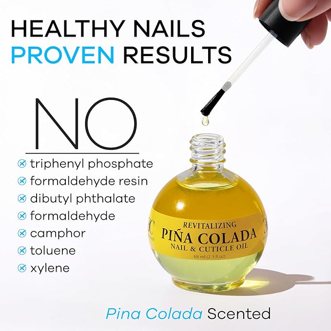 ELLIE CHASE Moisturizing Cuticle & Nail Care Oil 2.3 Fl Oz - Pina Colada Scented – Infused with Jojoba Oil, Aloe, Vitamin E – Nail & Cuticle Hydration, Repair, Moisturizer, Strengthener, Growth